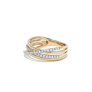 Широкое кольцо с бриллиантами из комбинированного золота - Фото 1