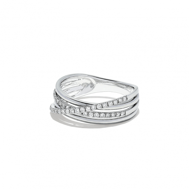 Широкое кольцо с бриллиантами из белого золота - Фото 1