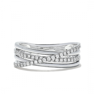 Широкое кольцо с бриллиантами из белого золота
