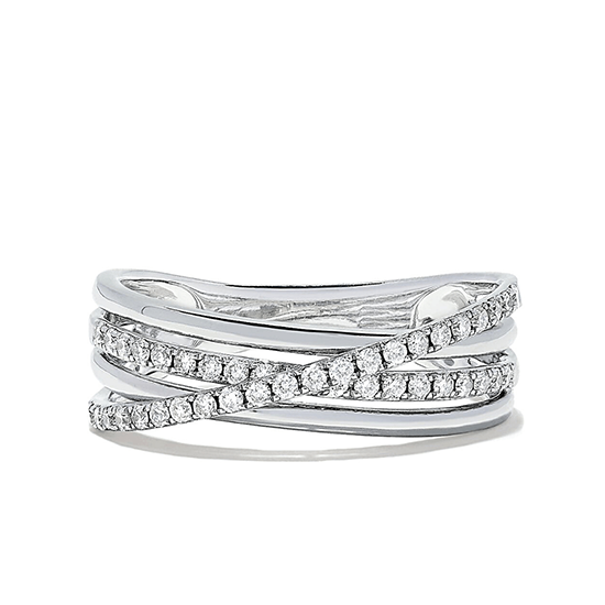 Широкое кольцо с бриллиантами из белого золота
