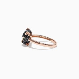 Кольцо Пантера с черными бриллиантами и изумрудами из розового золота - Фото 1