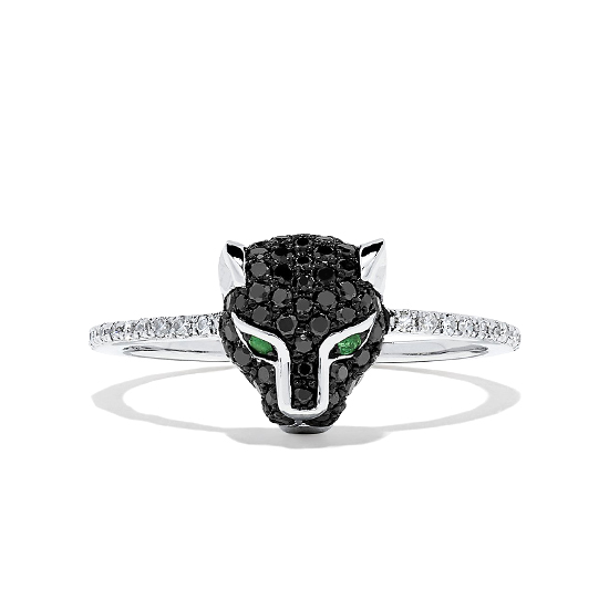 Кольцо Пантера с бриллиантами и изумрудами, Изображение 1
