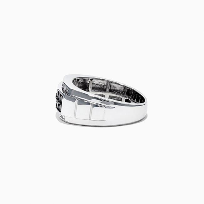 Мужское кольцо с белыми и черными бриллиантами - Фото 2