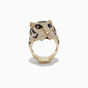 Кольцо с черными бриллиантами Тигр - Фото 2