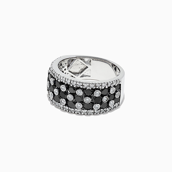 Широкое кольцо Шахматы с черными и белыми бриллиантами,  Больше Изображение 2