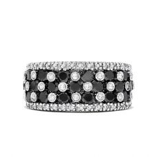 Широкое кольцо Шахматы с черными и белыми бриллиантами