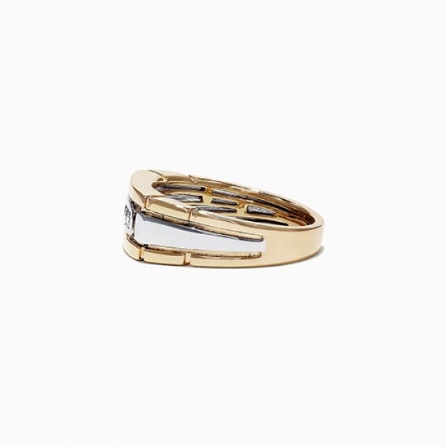 Мужское кольцо из комбинированного золота с 4 бриллиантами - Фото 2