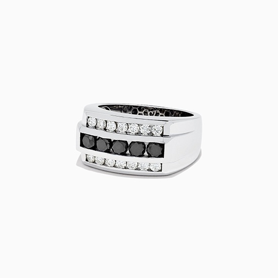 Мужское кольцо с черными бриллиантами,  Больше Изображение 2