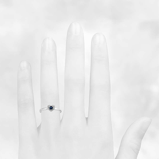 Кольцо с сапфиром и бриллиантами Сердечко,  Больше Изображение 3