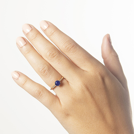 Кольцо с сапфиром и бриллиантами ,  Больше Изображение 2