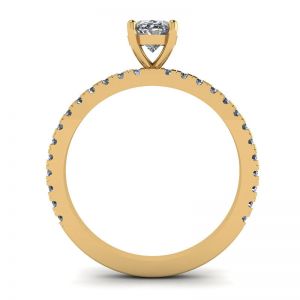 Кольцо с овальным бриллиантом и паве по бокам  - Фото 1