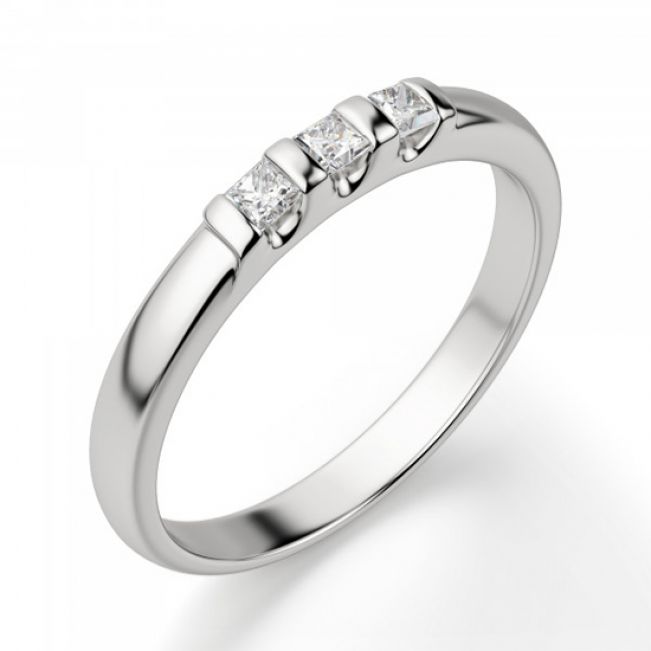 Обручальное кольцо с 3 квадратными бриллиантами - Фото 1
