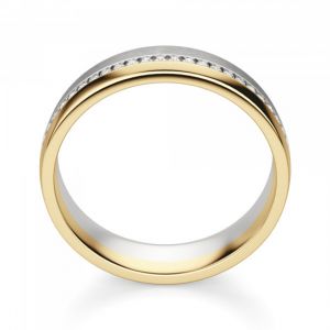 Широкое кольцо из комбинированного золота 750 пробы с бриллиантами - Фото 2