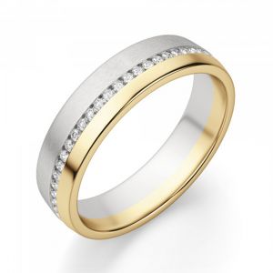 Широкое кольцо из комбинированного золота 750 пробы с бриллиантами - Фото 1