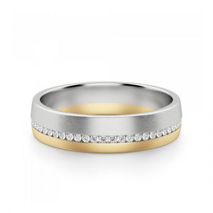 Широкое кольцо из комбинированного золота 750 пробы с бриллиантами