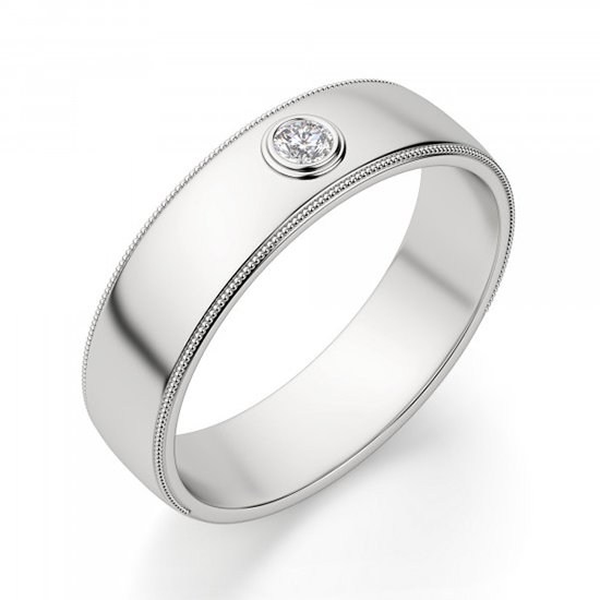 Широкое обручальное кольцо с 1 бриллиантом,  Больше Изображение 2