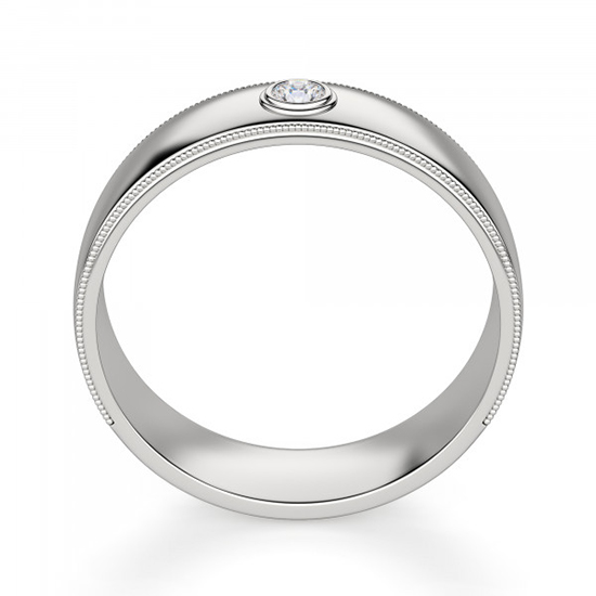 Широкое обручальное кольцо с 1 бриллиантом,  Больше Изображение 3