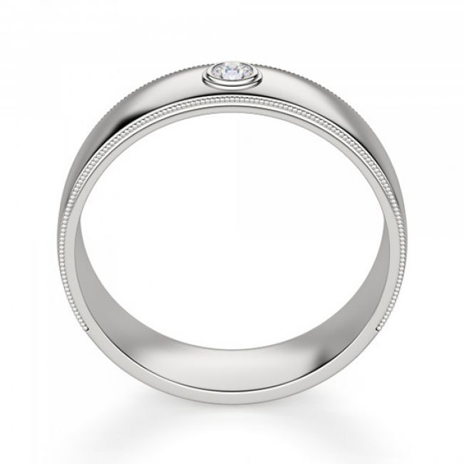 Широкое обручальное кольцо с 1 бриллиантом - Фото 2