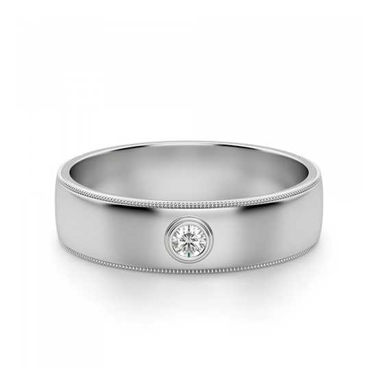 Широкое обручальное кольцо с 1 бриллиантом, Больше Изображение 1