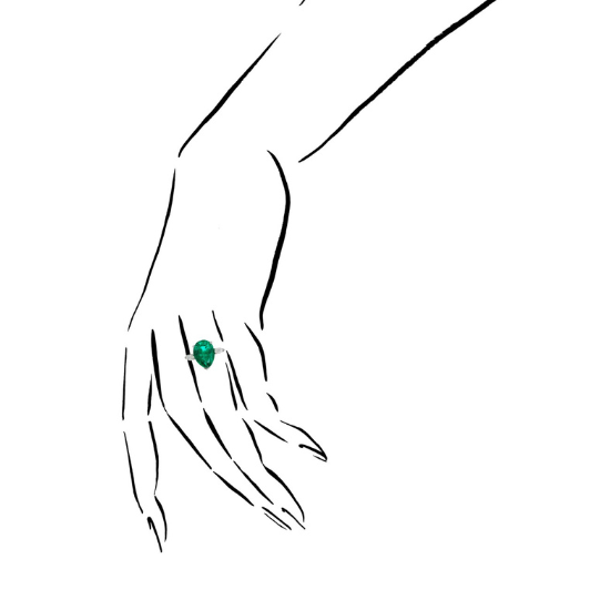 Кольцо с изумрудом груша 4.8 карата и бриллиантами маркиз,  Больше Изображение 4