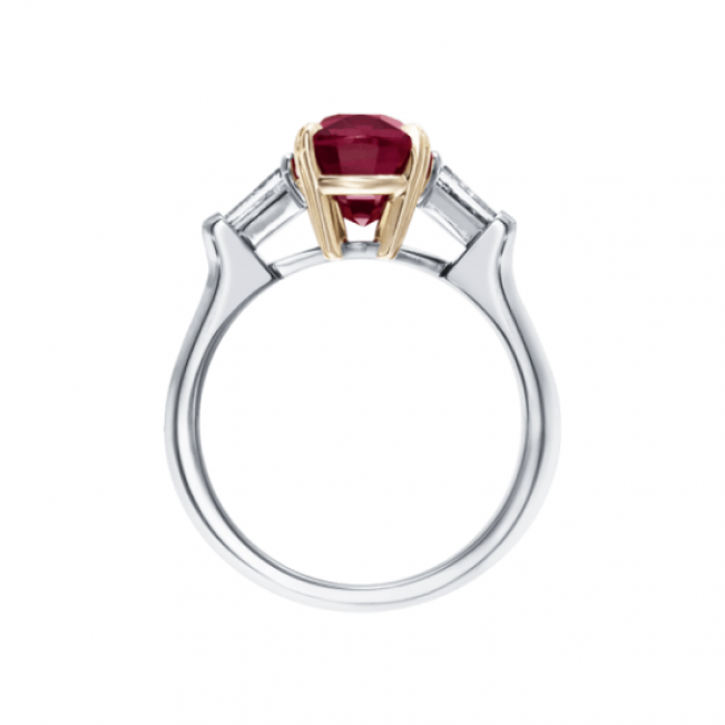 Классическое кольцо с рубином 3 карата и бриллиантами - Фото 1