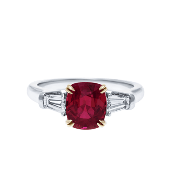 Классическое кольцо с рубином 3 карата и бриллиантами, Больше Изображение 1