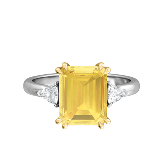 Кольцо с желтым сапфиром эмеральд, Изображение 1
