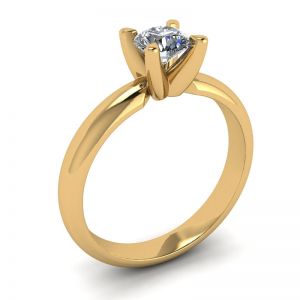 Кольцо с бриллиантом 0.4 в широкой шинке в желтом золоте - Фото 3