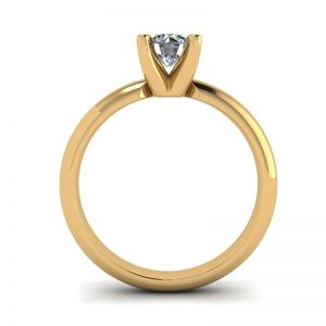 Кольцо с бриллиантом 0.4 в широкой шинке в желтом золоте - Фото 1