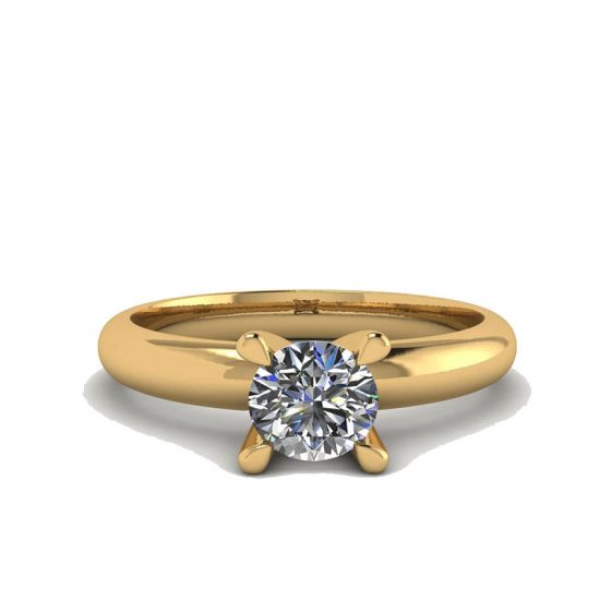 Кольцо с бриллиантом 0.4 в широкой шинке в желтом золоте, Больше Изображение 1