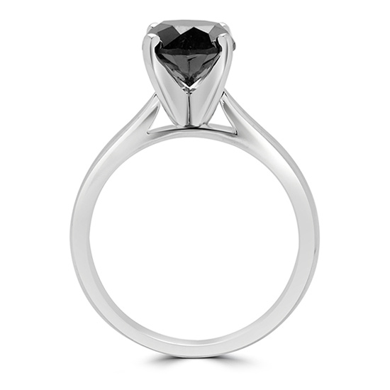 Кольцо солитер с круглым черным бриллиантом,  Больше Изображение 3