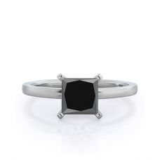 Кольцо солитер с квадратным черным бриллиантом 1 кт