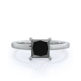 Кольцо солитер с квадратным черным бриллиантом 0.91 кт