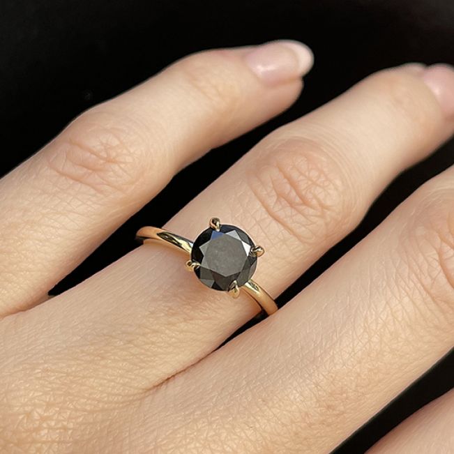Кольцо с черным бриллиантом 2 карата - Фото 2