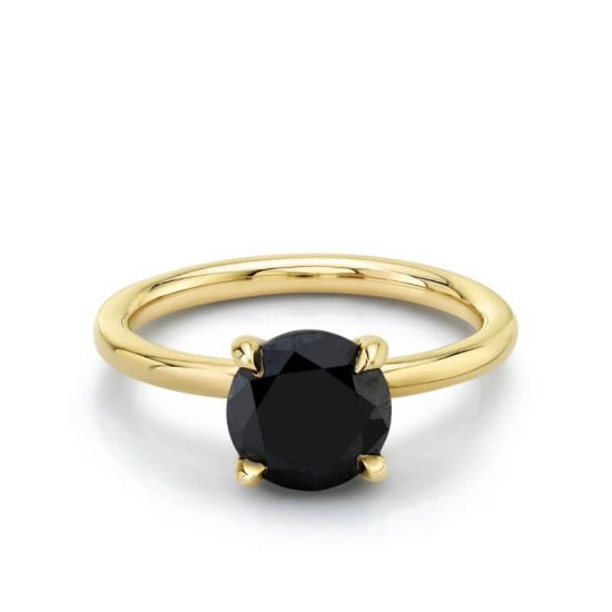 Кольцо с черным бриллиантом 2 карата, Больше Изображение 1