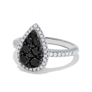 Кольцо с черными и белыми бриллиантами - Фото 1