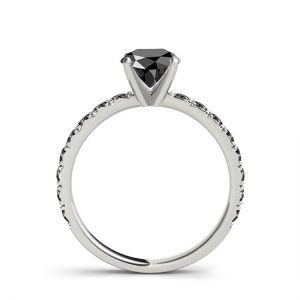 Кольцо с круглым черным бриллиантом  - Фото 3