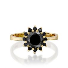 Кольцо с круглым черным бриллиантом 