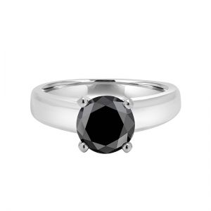 Кольцо солитер с круглым черным бриллиантом 