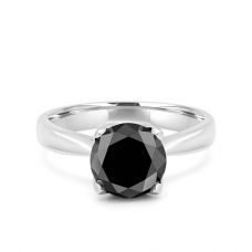 Кольцо солитер с круглым черным бриллиантом 7 мм