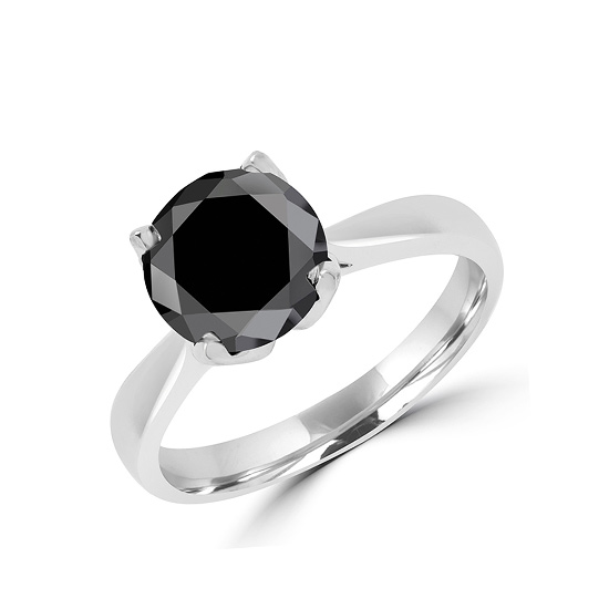Кольцо солитер с круглым черным бриллиантом 7 мм,  Больше Изображение 2
