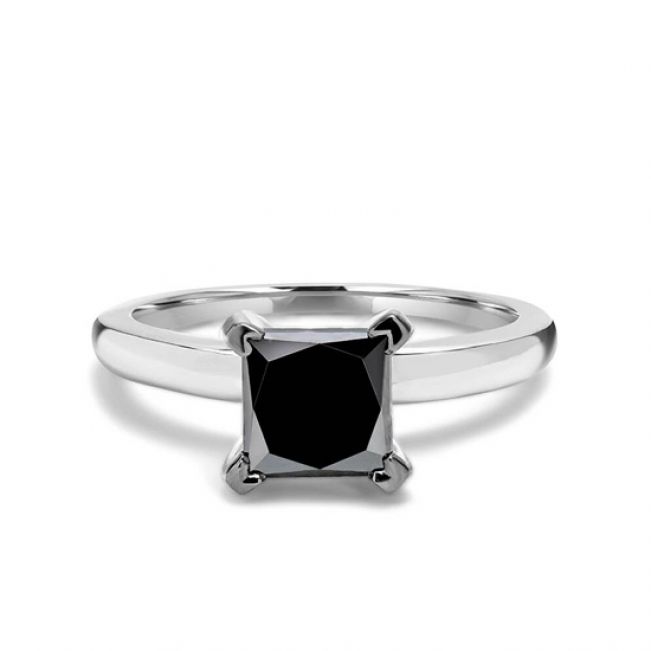 Кольцо с квадратным черным бриллиантом