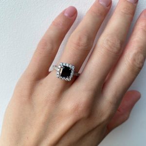 Кольцо с квадратным черным бриллиантом - Фото 3