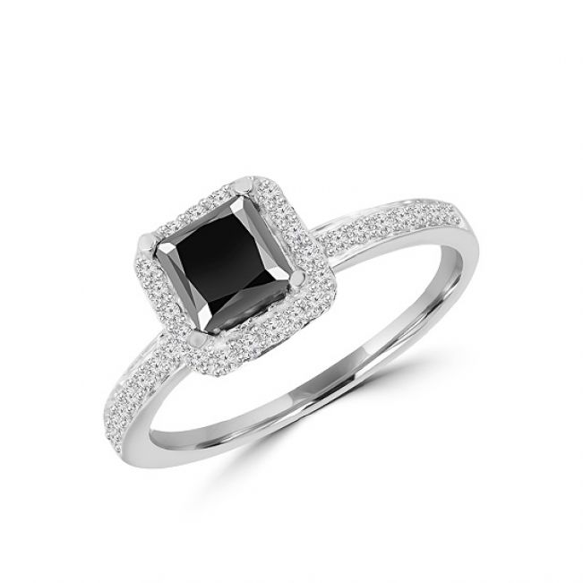 Кольцо с квадратным черным бриллиантом  - Фото 1