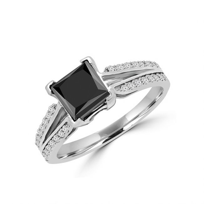 Кольцо с квадратным черным бриллиантом - Фото 1