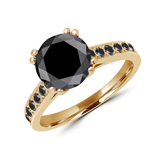 Кольцо с круглым черным бриллиантом,  Больше Изображение 2