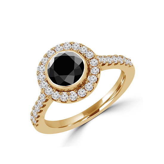 Кольцо с круглым черным бриллиантом ,  Больше Изображение 2