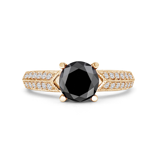 Кольцо с круглым черным бриллиантом , Изображение 1
