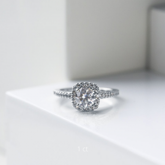 Кольцо с круглым бриллиантом в стиле кушон,  Больше Изображение 3