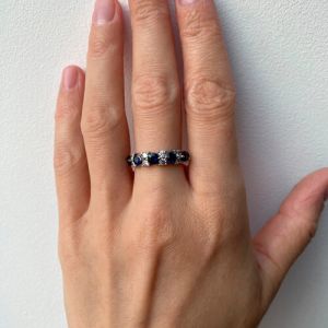 Современное кольцо гирлянда с сапфирами и бриллиантами - Фото 4
